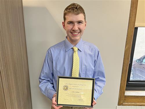  Kenmore West student Bryce Chatham poses with his Youth of the Year certificate